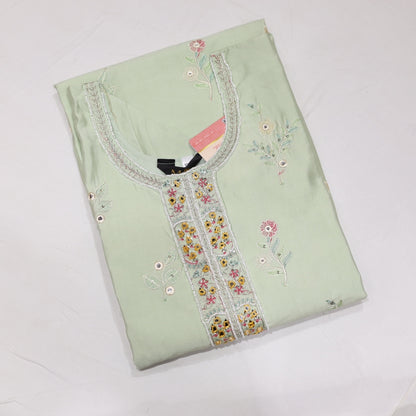 Muslin Green with Pink Kurtiset - Vaishali Silks