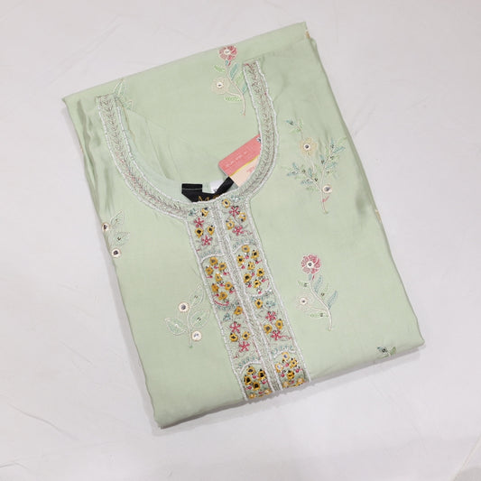 Muslin Green with Pink Kurtiset - Vaishali Silks