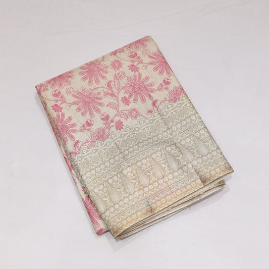 Tusser PinkCream Saree