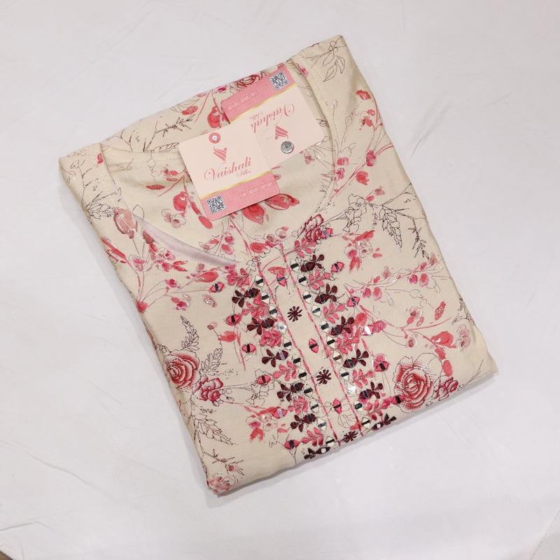 Muslin Red Kurtiset - Vaishali Silks