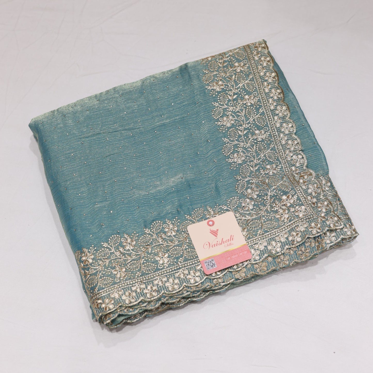 Fancy Partywear Green Saree