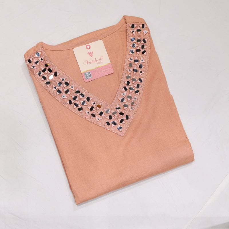 Cotton Peach Kurtiset - Vaishali Silks