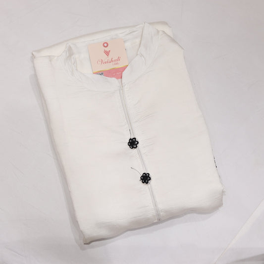 Muslin White Black Kurtiset - Vaishali Silks