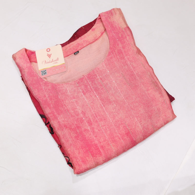 Muslin Pink Kurtiset - Vaishali Silks
