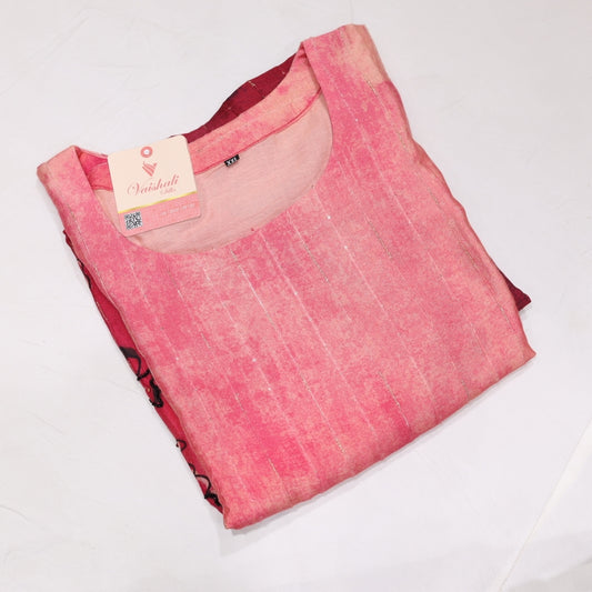 Muslin Pink Kurtiset - Vaishali Silks