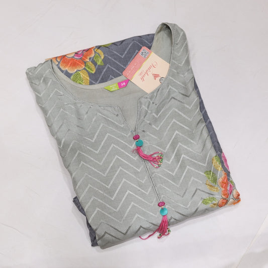 Muslin Grey with Pink Kurtiset - Vaishali Silks