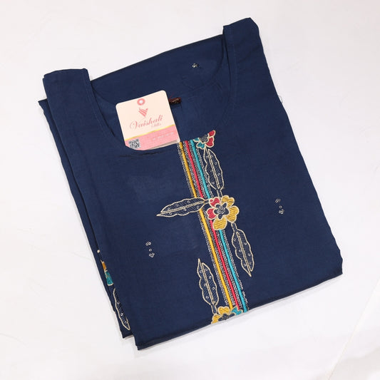 Raw Silk Darkblue Kurtiset - Vaishali Silks