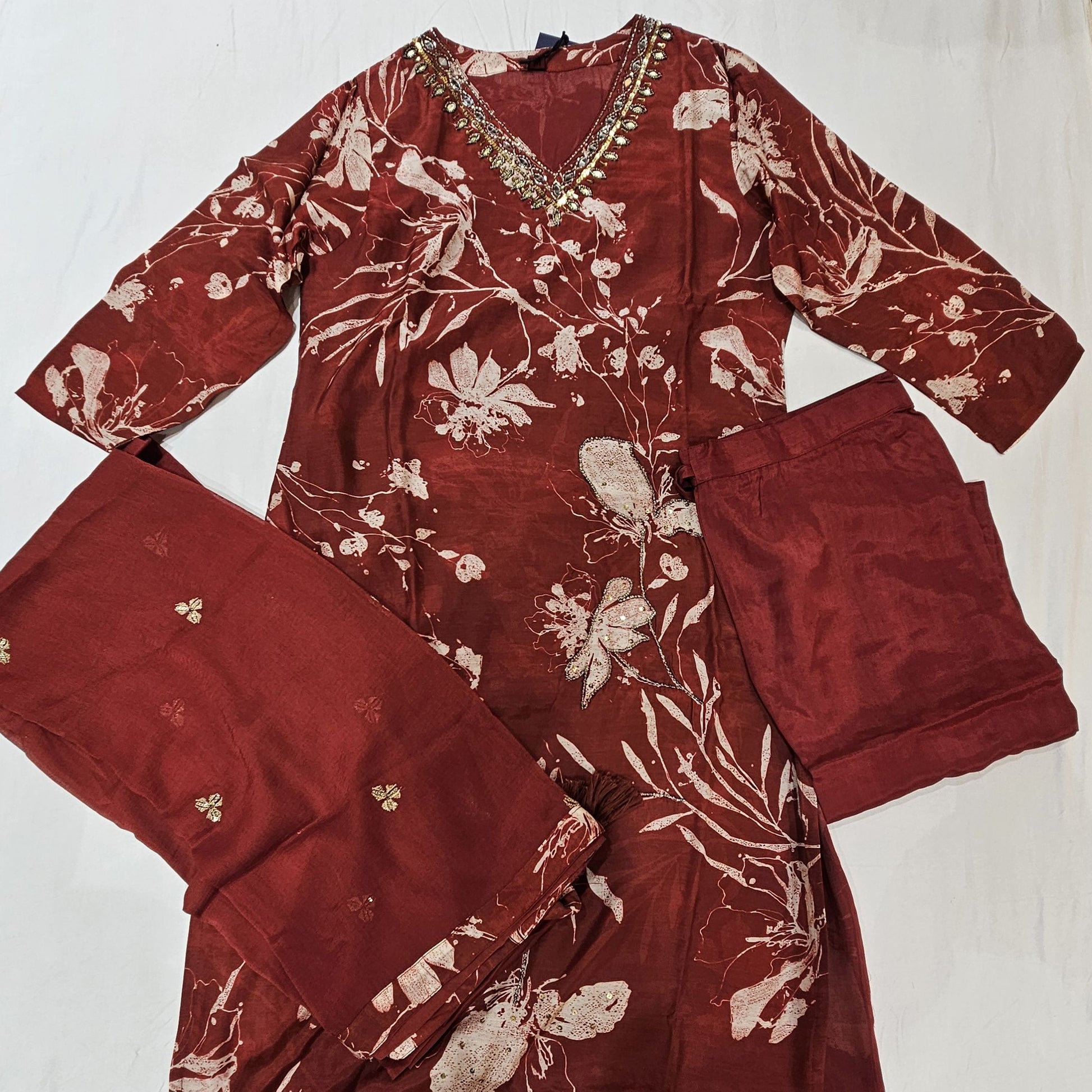 Muslin Maroon Kurtiset - Vaishali Silks