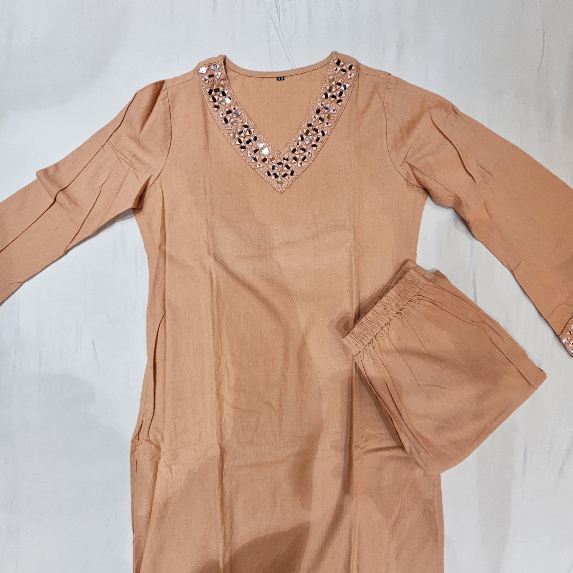 Cotton Peach Kurtiset - Vaishali Silks