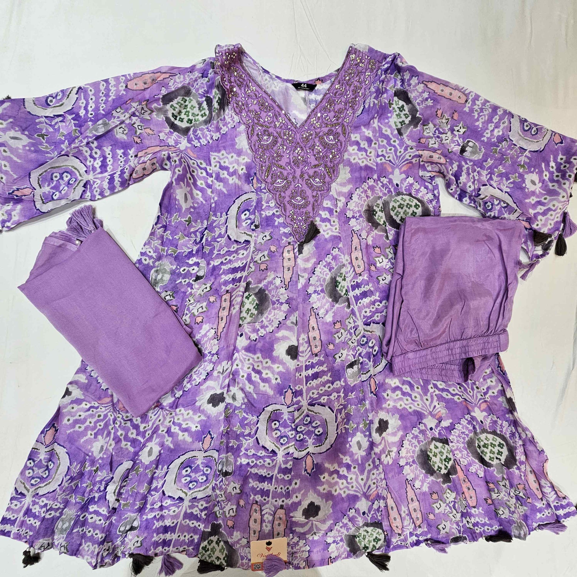 Muslin Lavender Kurtiset - Vaishali Silks
