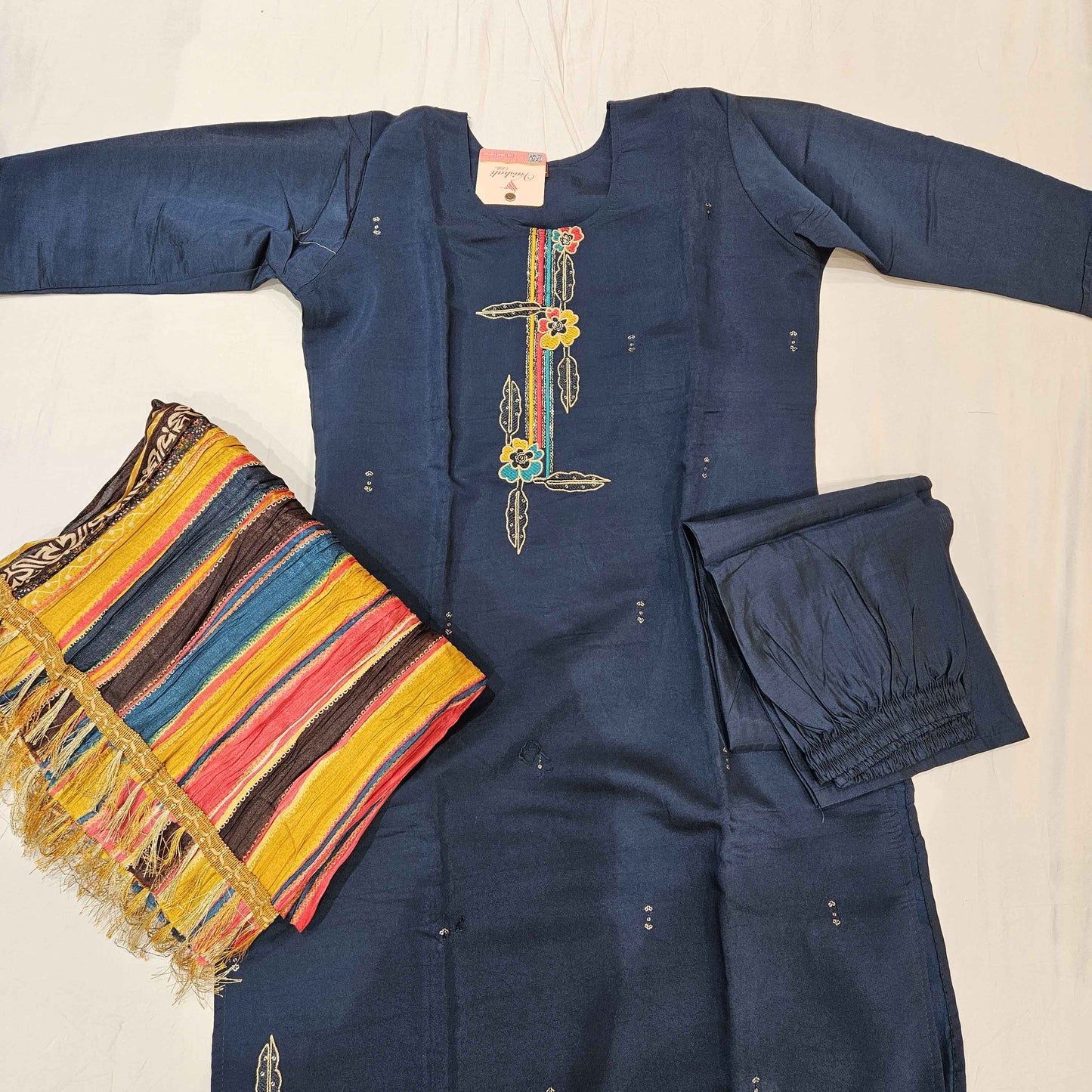 Raw Silk Darkblue Kurtiset - Vaishali Silks