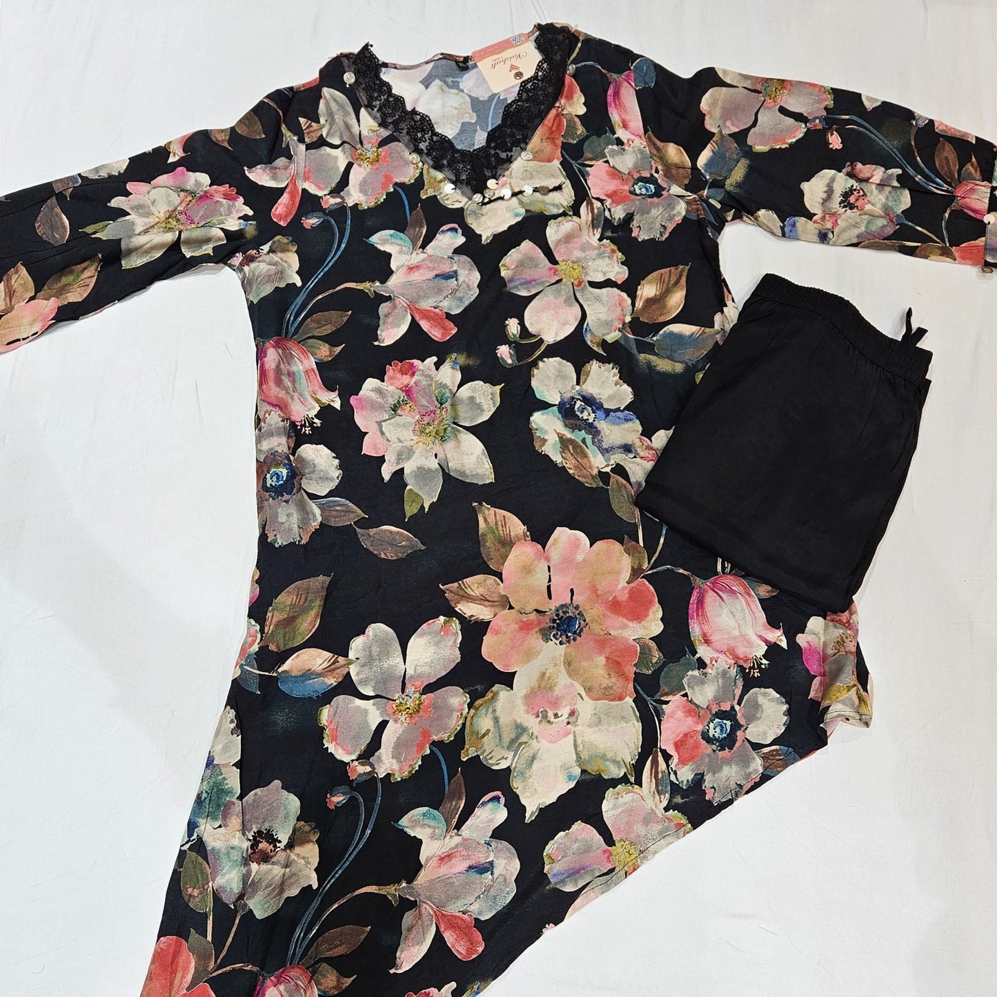 Muslin Black Kurtiset - Vaishali Silks