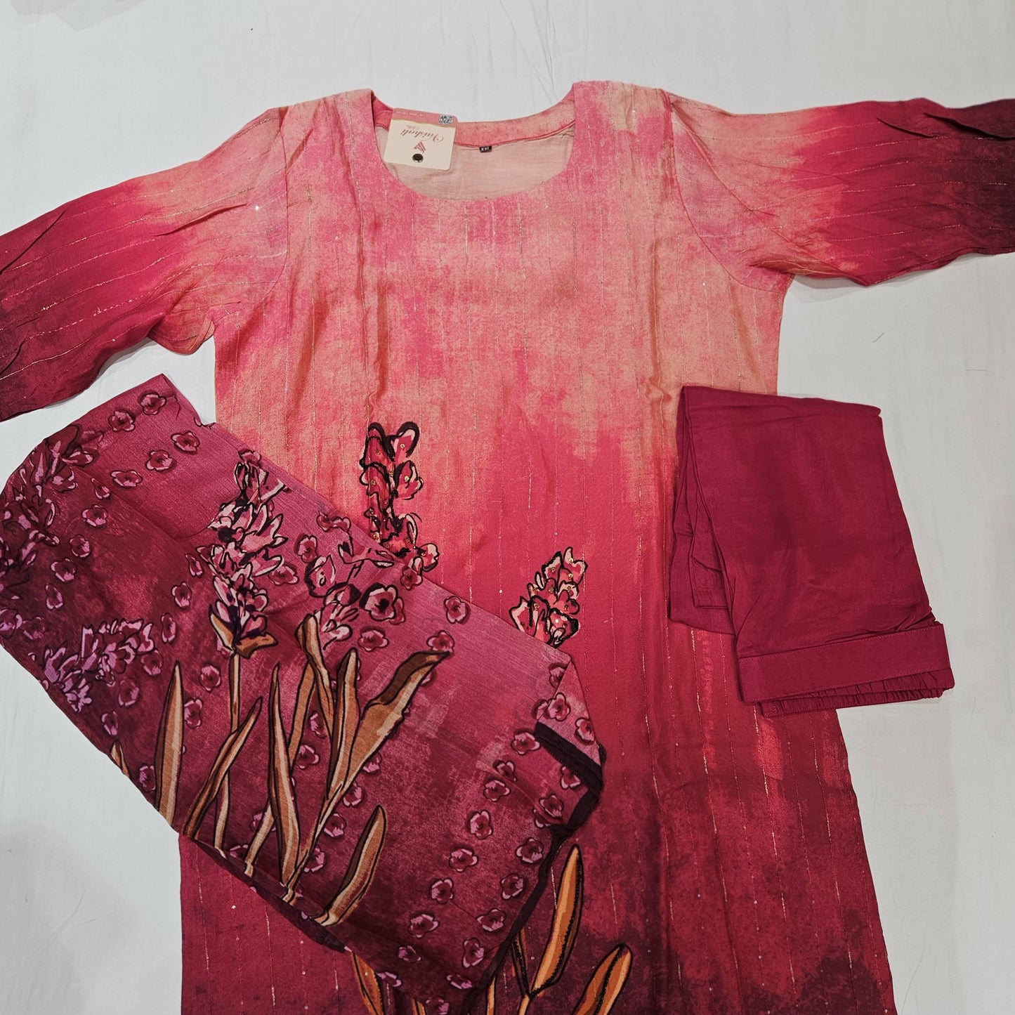 Muslin Pink Kurtiset - Vaishali Silks