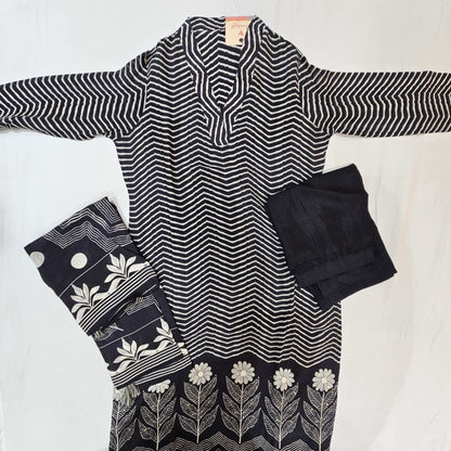 Muslin Black with White Kurtiset - Vaishali Silks