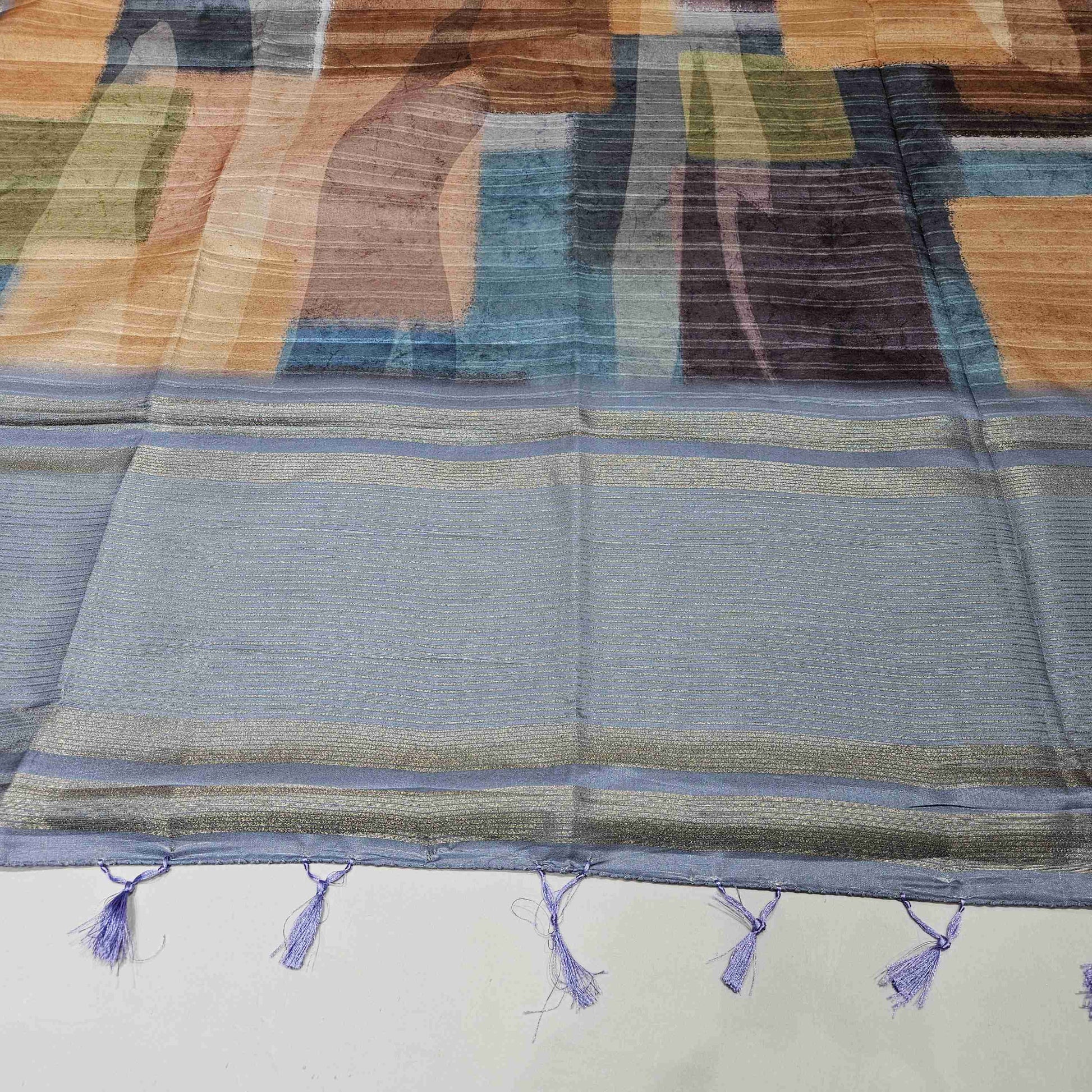 Semi Tusser LightBlue Saree - Vaishali Silks