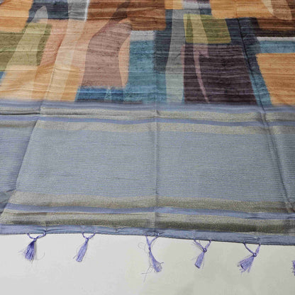 Semi Tusser LightBlue Saree - Vaishali Silks