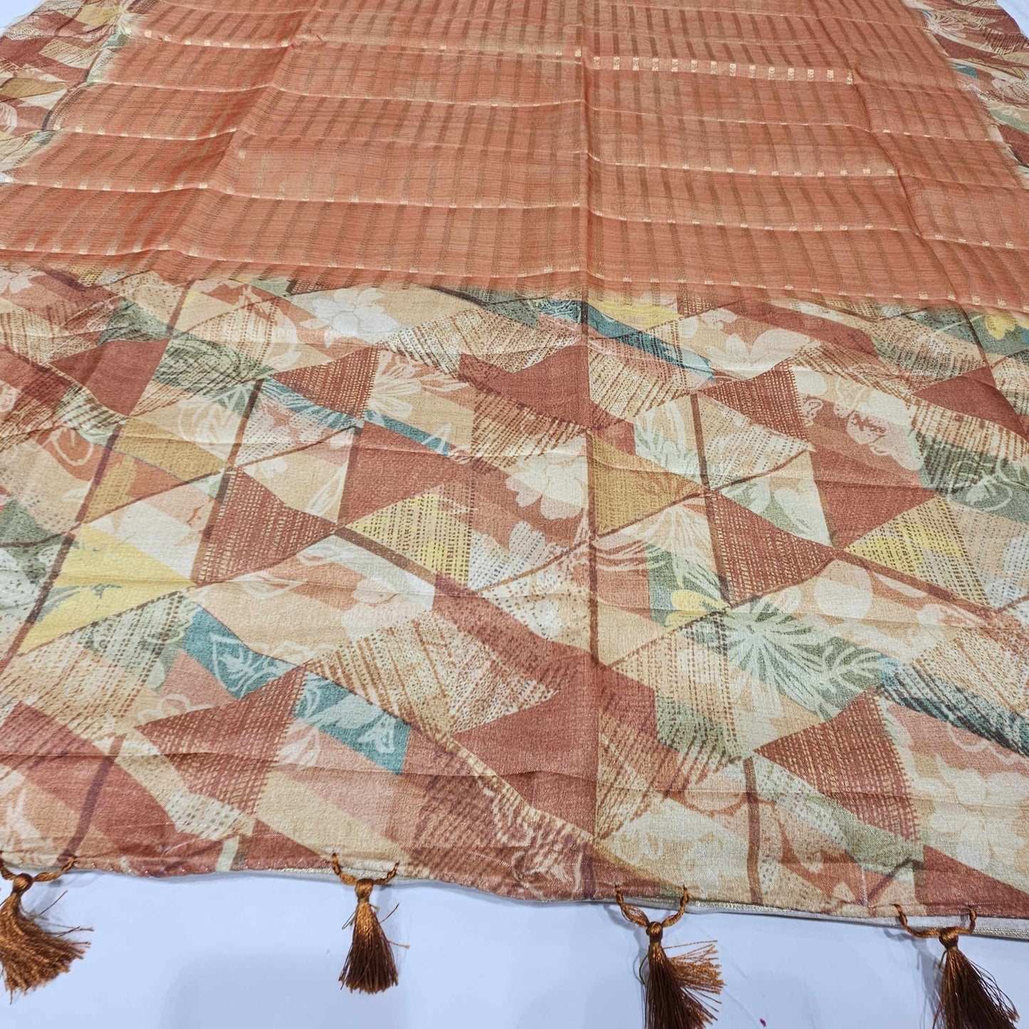 Tusser Orange Saree