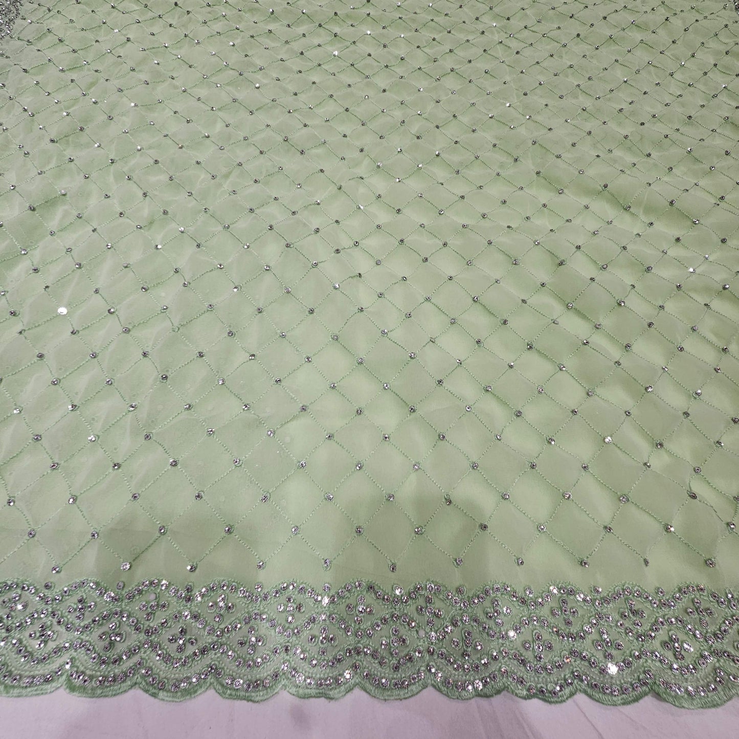 Fancy Partywear Green Saree