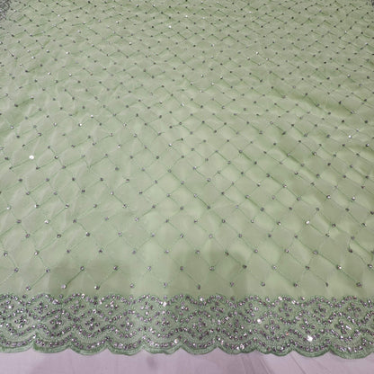 Fancy Partywear Green Saree