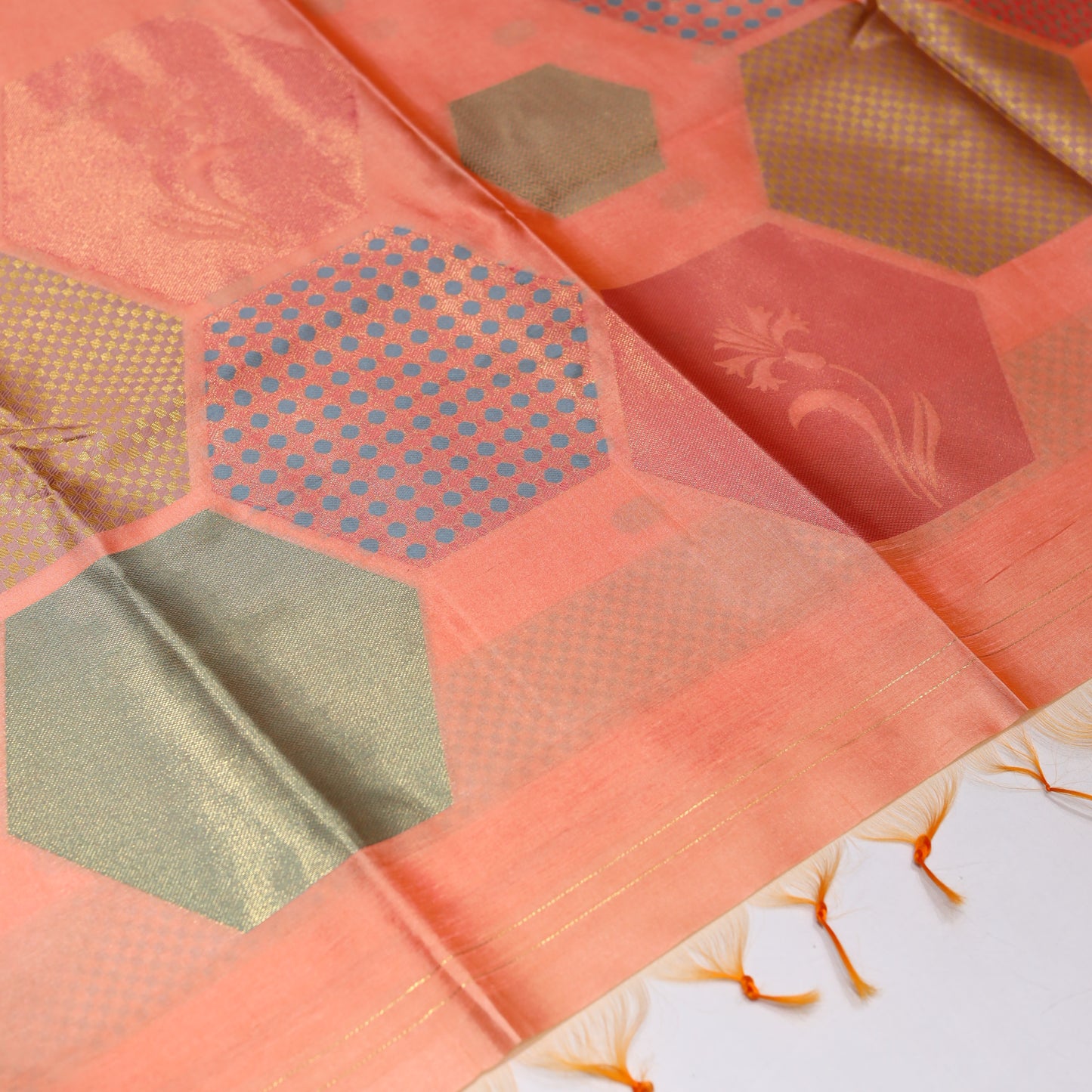 Middle Red Giza Silks Saree