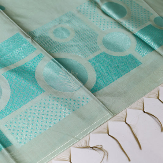 Cambridge Blue Giza Silks Saree