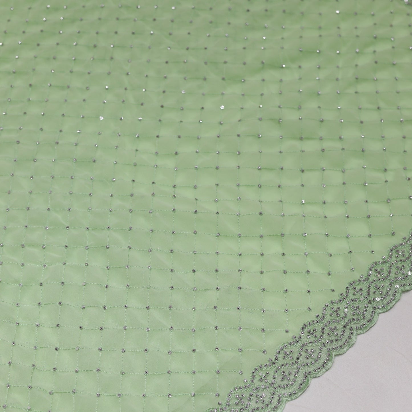 Fancy Partywear Green Saree