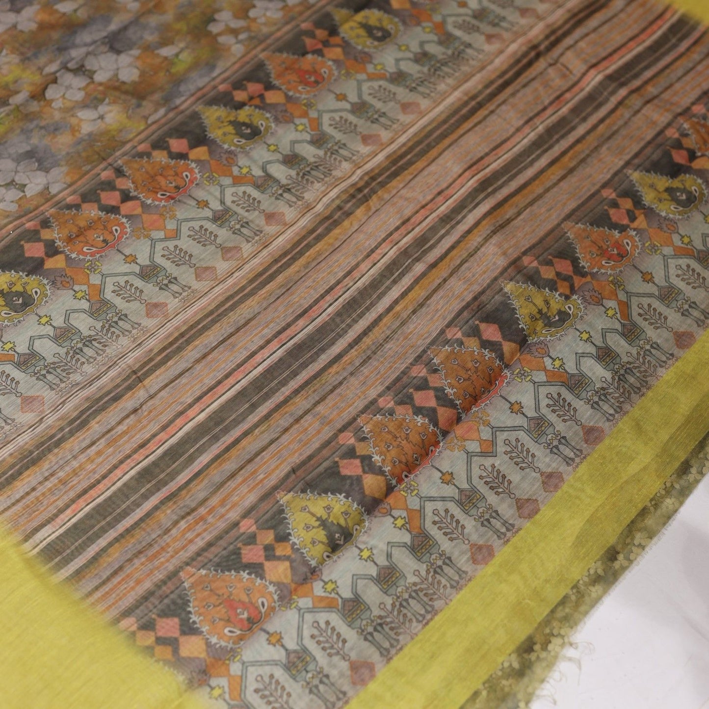 Linen Green Saree