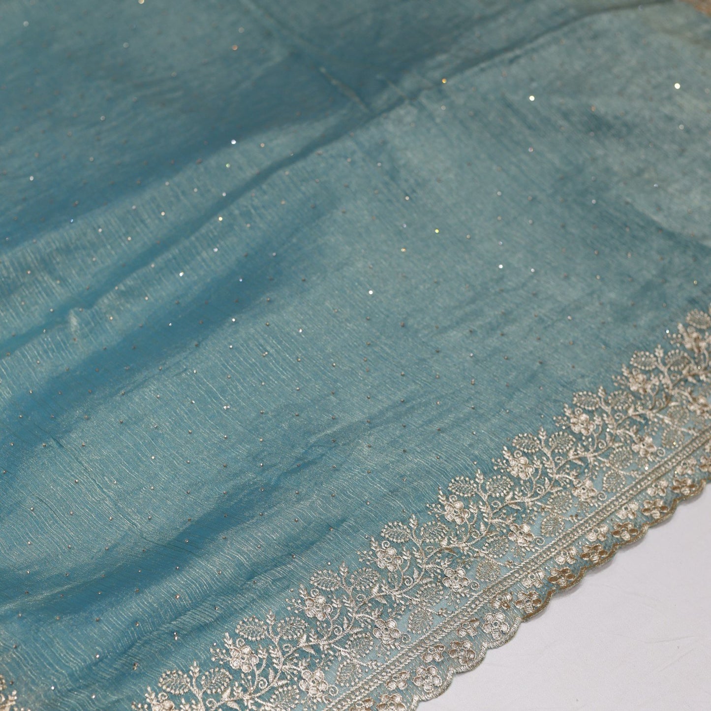Fancy Partywear Green Saree