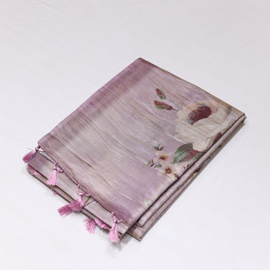 Silver Pink Tissue Saree