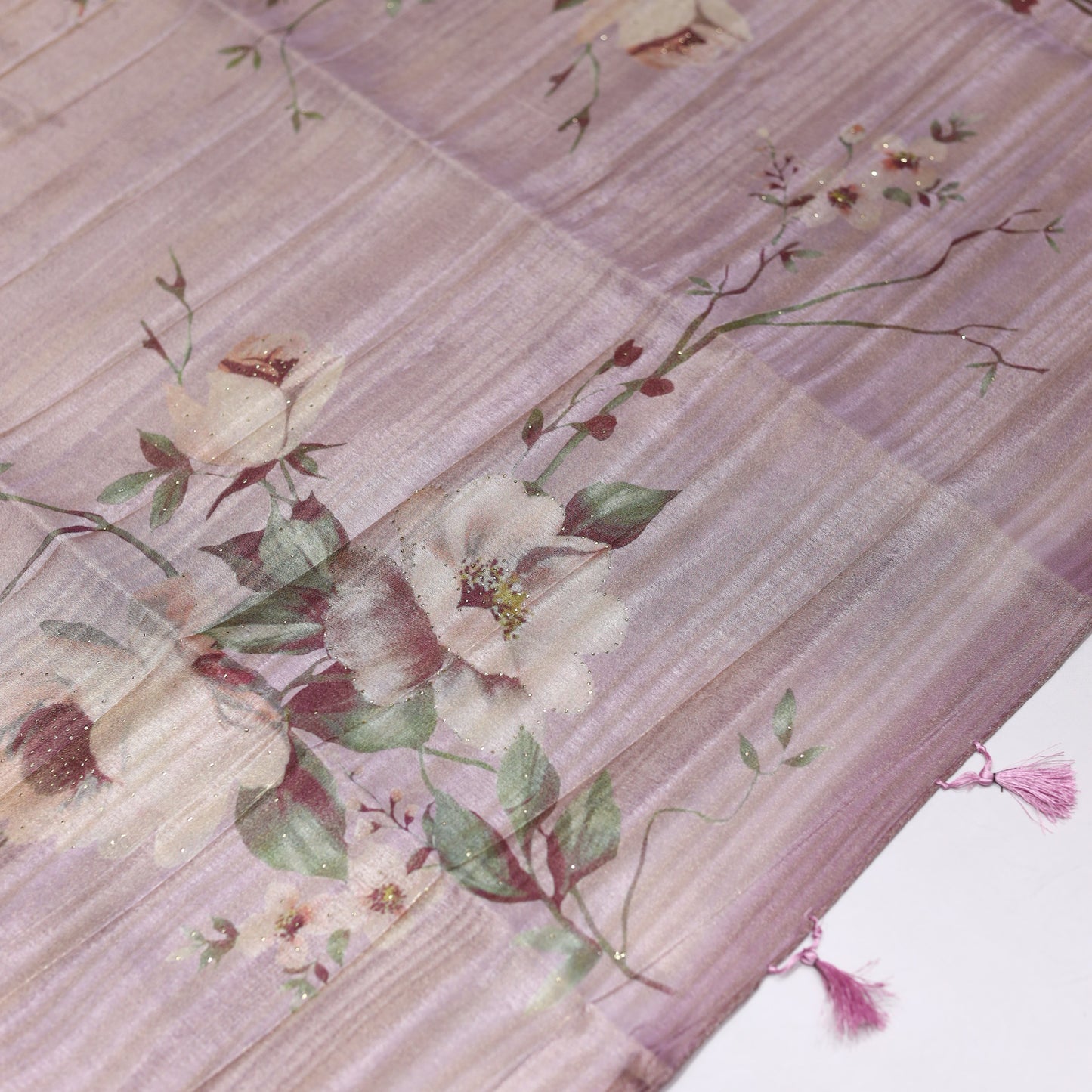 Silver Pink Tissue Saree