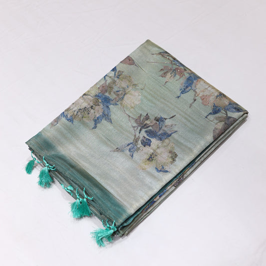 Spanish Grey Tissue Saree