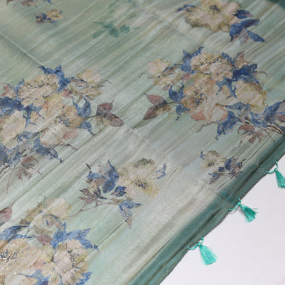 Spanish Grey Tissue Saree