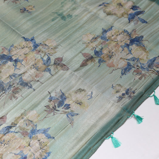 Spanish Grey Tissue Saree