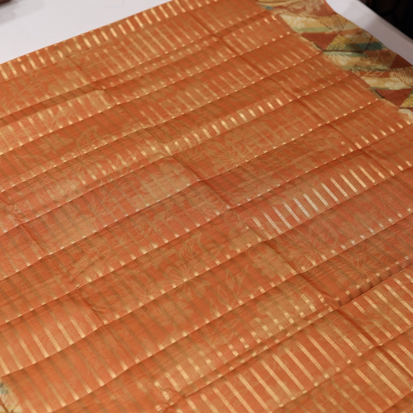 Tusser Orange Saree