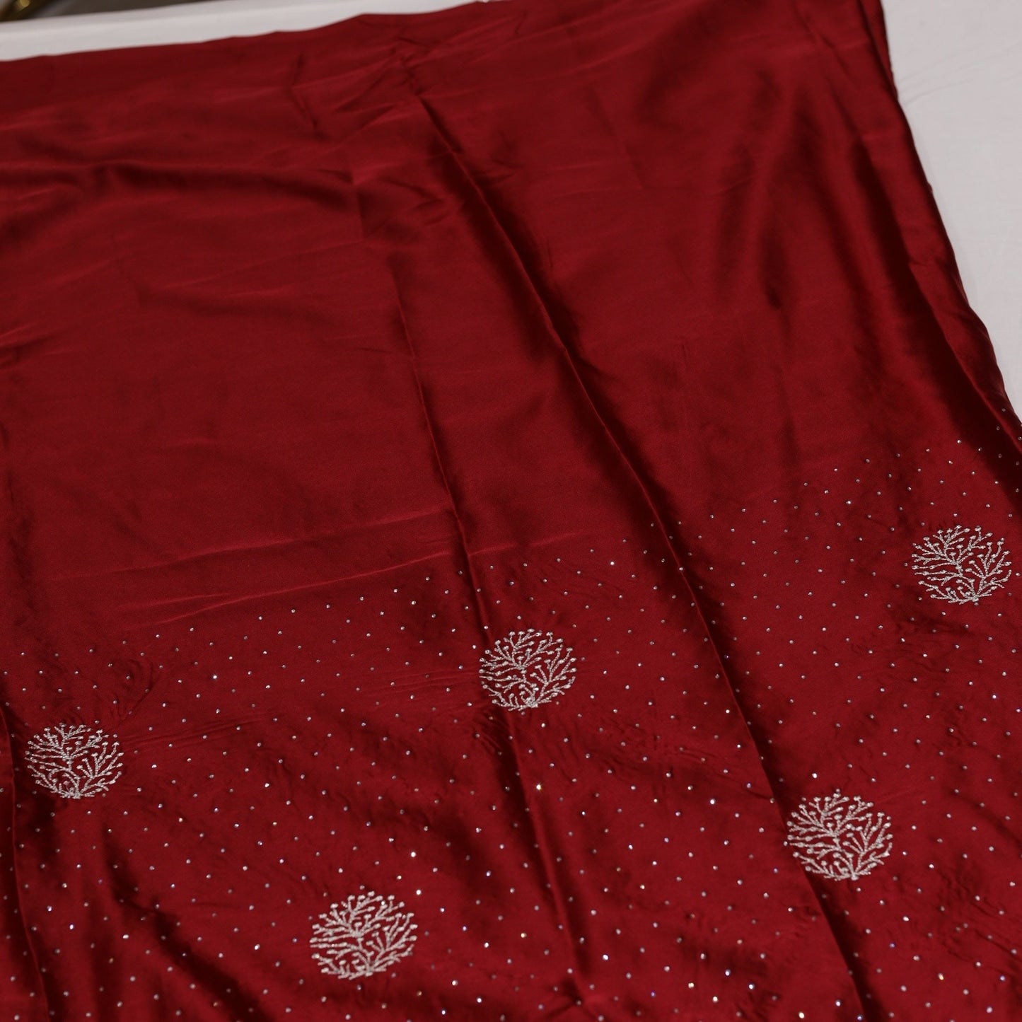 Fancy Partywear Red Saree