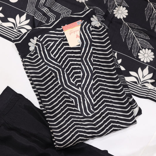 Muslin Black with White Kurtiset - Vaishali Silks