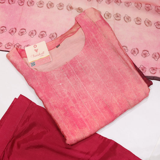 Muslin Pink Kurtiset - Vaishali Silks