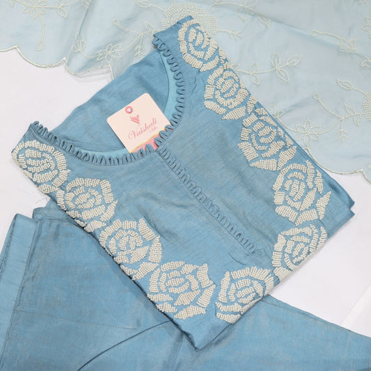 Rawsilk Skyblue Kurtiset - Vaishali Silks