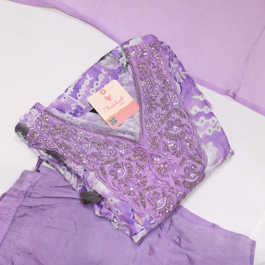 Muslin Lavender Kurtiset - Vaishali Silks