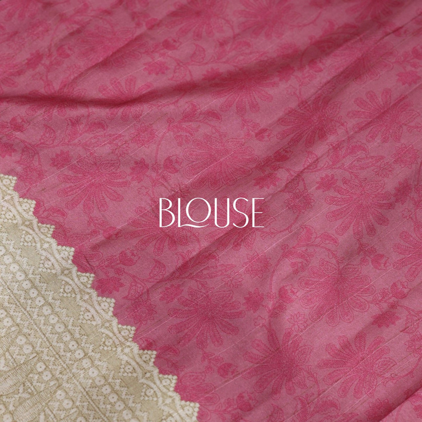 Tusser PinkCream Saree