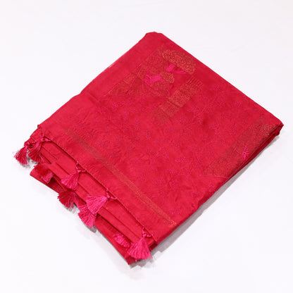 Red Cut Work Saree