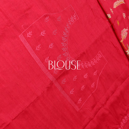 Dark Red Cut Work Saree