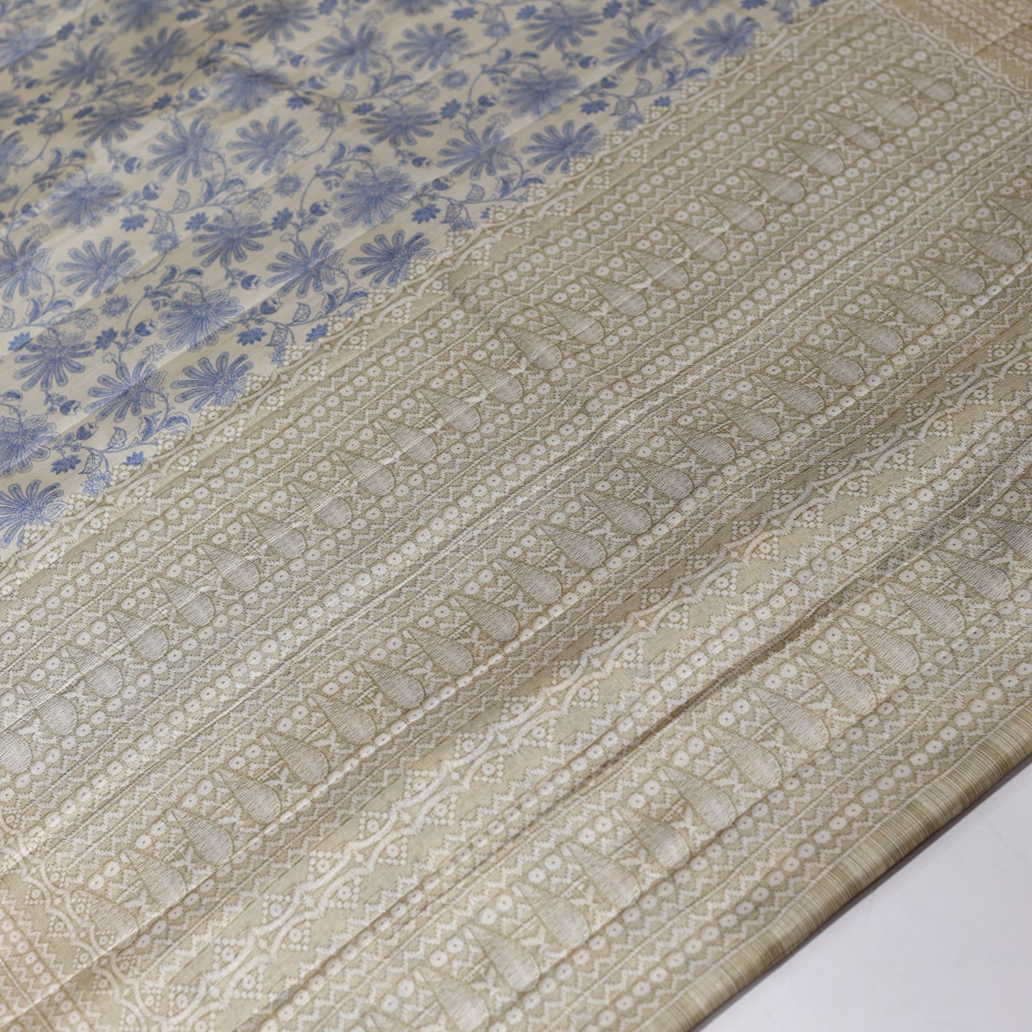 Dark Blue Fancy Semi Tusser Saree