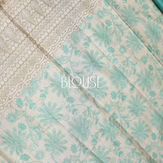 Green Fancy Semi Tusser Saree