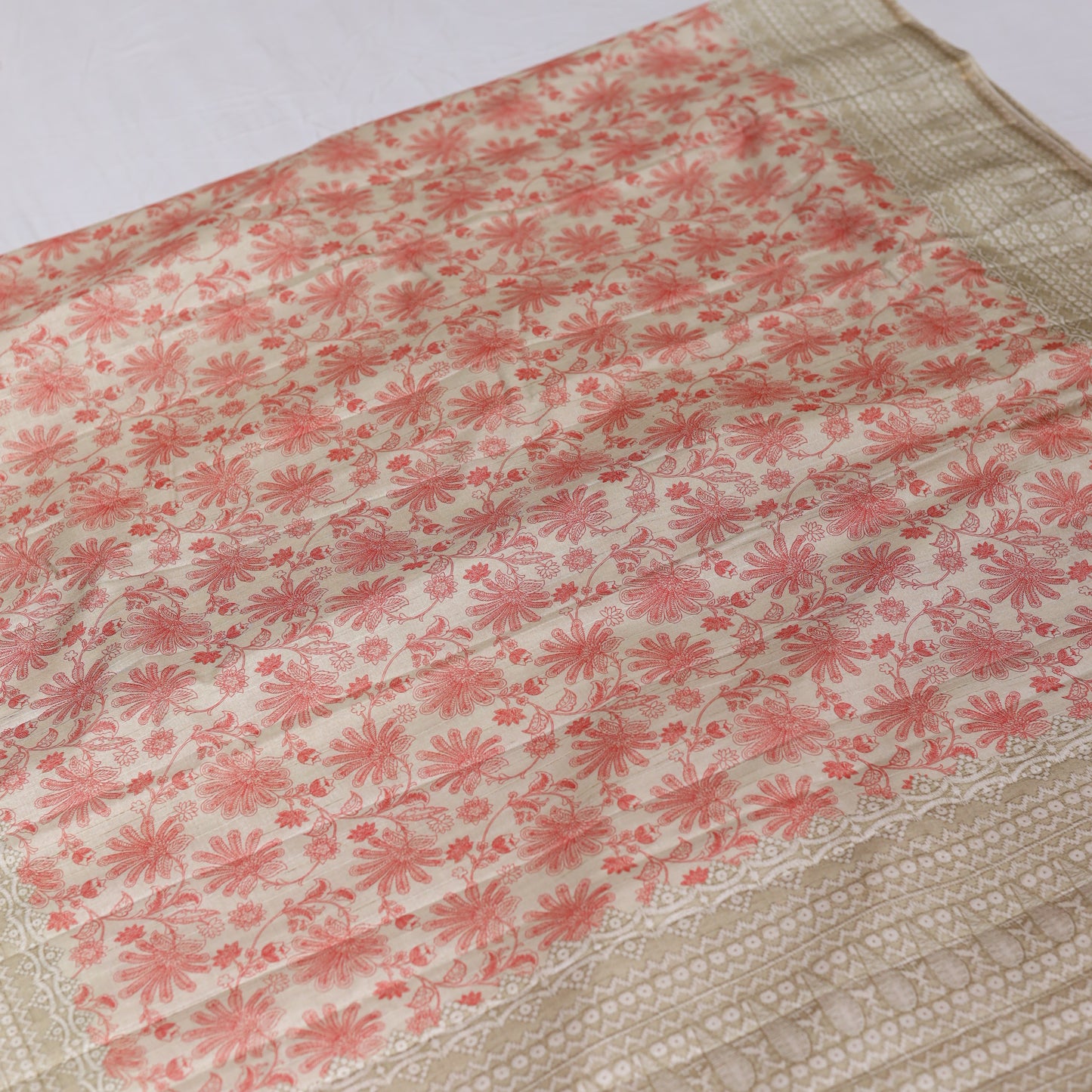 Red Fancy Semi Tusser Saree