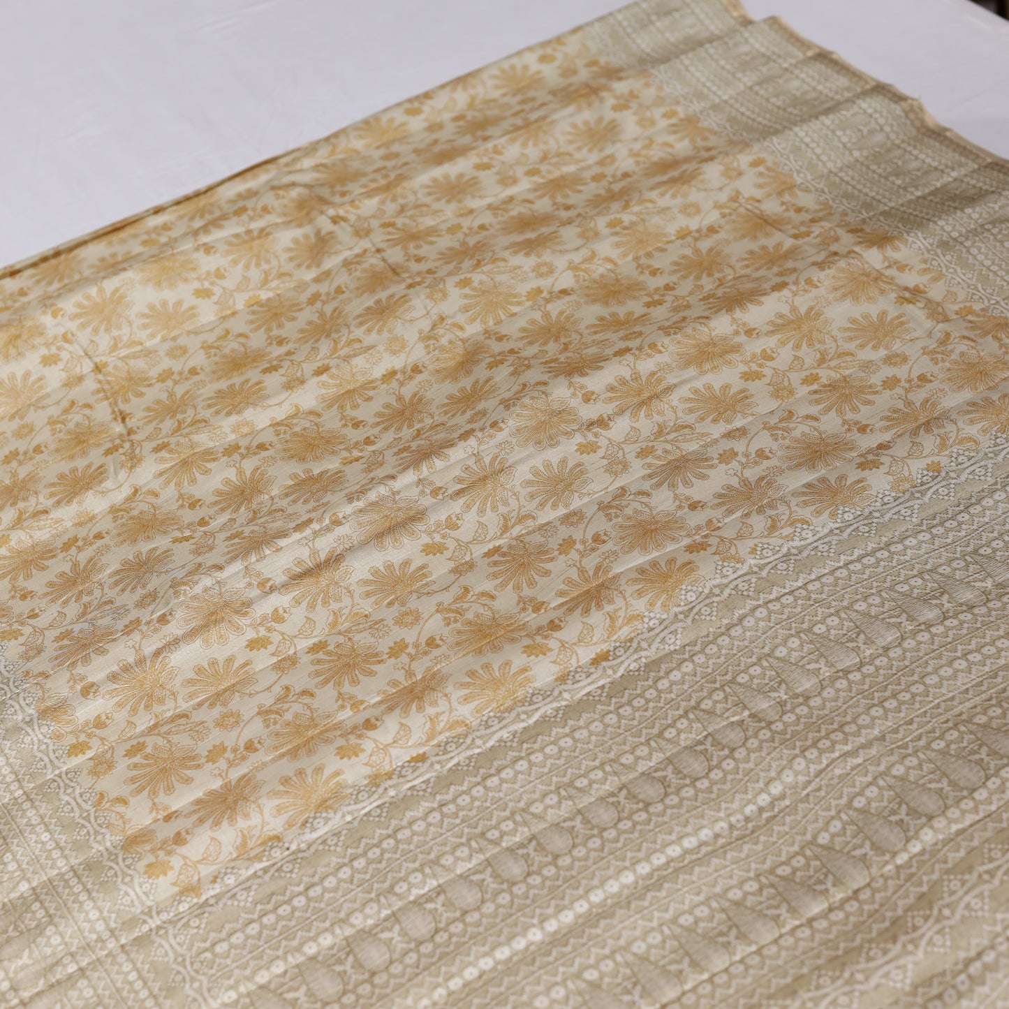 Brown Fancy Semi Tusser Saree