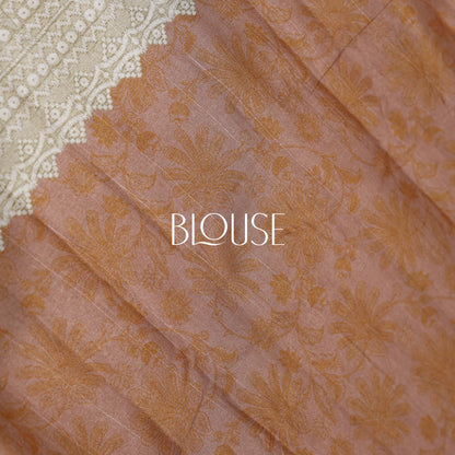 Brown Fancy Semi Tusser Saree