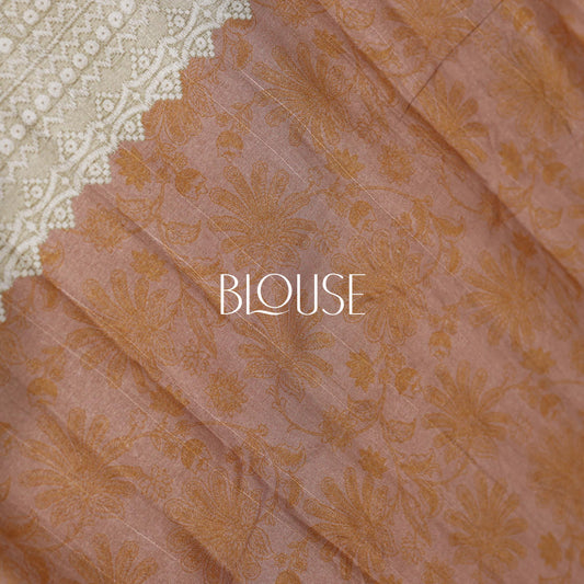 Brown Fancy Semi Tusser Saree