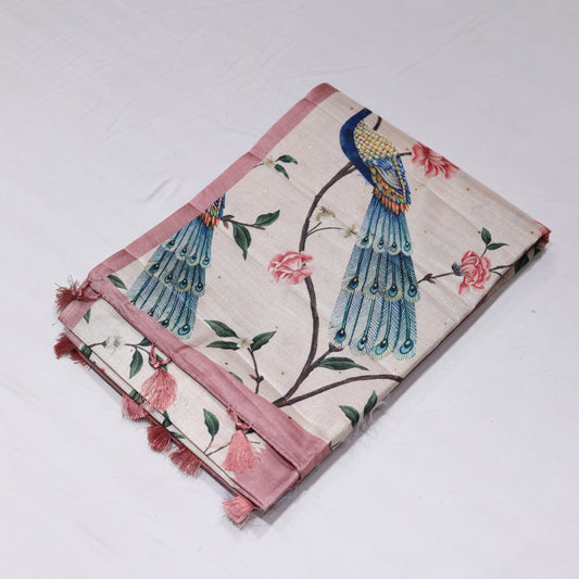 Berry RoseFancy Semi Tusser Saree