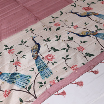 Berry RoseFancy Semi Tusser Saree